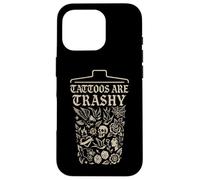 Retro Sarcástico Tatuaje Meme Tinta Cultura Divertido Dicho Basura Carcasa para iPhone 16 Pro