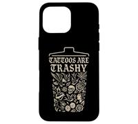 Retro Sarcástico Tatuaje Meme Tinta Cultura Divertido Dicho Basura Carcasa para iPhone 16 Pro Max