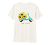 Retro Scooter and Sunflowers Say Yes to New Adventures Quote Camiseta Premium