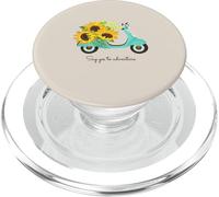 Retro Scooter and Sunflowers Say Yes to New Adventures Quote PopSockets PopGrip para MagSafe