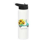 Retro Scooter and Sunflowers Say Yes to New Adventures Quote Stainless Steel Insulated Water Bottle