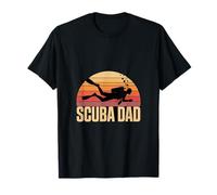 Retro Scuba Dad Puesta del Sol Buceo Padre Camiseta