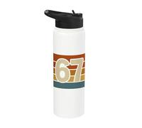 Retro Seis Siete Meme Gen Alpha Argot Viral Internet Trend 67 Stainless Steel Insulated Water Bottle