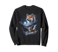 Retro Shiba Inu Aullando en la Luna 90s Bootleg Meme Puppy Dog Sudadera