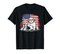 Retro Shih Tzu American USA Flag Memorial Day 4 de julio Camiseta