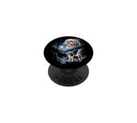 Retro Shih Tzu Aullando en la Luna 90s Bootleg Meme Puppy Dog PopSockets PopGrip Adhesivo