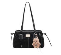 Retro Shoulder Bag - PU Leather Tote Bag, Women Handbag for Daily Shopping, Underarm Bags with Plush Pendent, Travel Handbag for Weekend Outing Travel, 13.39x7.87x4.33 Inches Fashion Bags