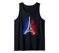 Retro Silhouette Eiffel Tower Paris France Travel Souvenir Camiseta sin Mangas
