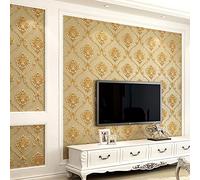 Retro Simplicity - Papel pintado de PVC en relieve fino en 3D, damascos europeos, dormitorio, sala de estar, fondo de TV, decoración de pared, tienda, estudio, cafetería, hotel, 1.73 pies de ancho x