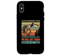 Retro Sloth Running Team Mountain Humor Divertido Carcasa para iPhone X/XS