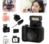 Retro Snap Mini Camera, Tiny Nostalgic Camera, Miniretroflex Nostalgic Camera, Mini Vintage Camera, Mini Vintage Keychain Camera, 1080P HD Mini Camera with LED Flash Light. (Camera+16G Card,Black)