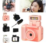 Retro Snap Mini Camera, Tiny Nostalgic Camera, Miniretroflex Nostalgic Camera, Mini Vintage Camera, Mini Vintage Keychain Camera, 1080P HD Mini Camera with LED Flash Light. (Camera+16G Card,Pink)