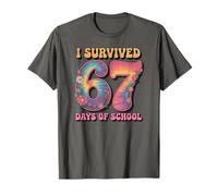Retro Sobreviví 67 DÍAS DE Escuela Argot Six Seven Brain Rot Camiseta