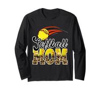 Retro Softball Mom Mama Softball Life Mother's Day Softball Manga Larga
