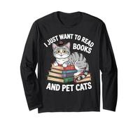 Retro Solo Quiero Leer Libros Y Gatos Mascotas Manga Larga