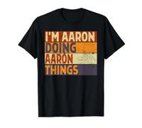 Retro, Soy Aaron Haciendo Cosas de Aaron, Divertido Chiste de cumpleaños Camiseta gráfica económica, Hombre, Negro, XL