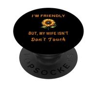 Retro Soy Amigable Pero Mi Esposa No Toca Esposa Divertida PopSockets PopGrip Adhesivo