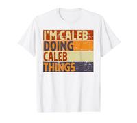 Retro, Soy Caleb Haciendo Cosas de Caleb, Divertida Broma de cumpleaños Camiseta gráfica económica, Hombre, Blanco, XL
