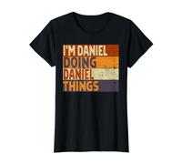Retro, Soy Daniel Haciendo Cosas de Daniel, Divertido Chiste de cumpleaños Camiseta gráfica económica, Mujer, Negro, L