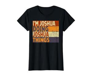 Retro, Soy Joshua Haciendo Cosas de Joshua, Divertido Chiste de cumpleaños Camiseta gráfica económica, Mujer, Negro, XS