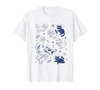 Retro Space Cats Astronauta Galaxy Estética Camiseta