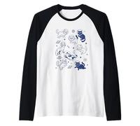 Retro Space Cats Astronauta Galaxy Estética Camiseta Manga Raglan