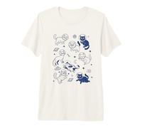 Retro Space Cats Astronauta Galaxy Estética Camiseta Premium