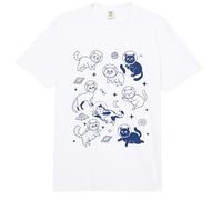 Retro Space Cats Astronauta Galaxy Estética Comfort Colors Adult Heavyweight T-Shirt