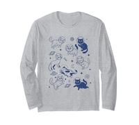 Retro Space Cats Astronauta Galaxy Estética Manga Larga