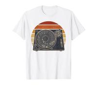 Retro Space DJ Sistema Solar Tocadiscos EDM Música Camiseta gráfica económica, Hombre, Blanco, M