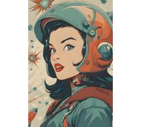Retro Space Girl Composition Notebook: Mid-Century Atomic Age Sci-Fi Journal with Vintage Futurist Art | 130 College-Ruled Pages with Margin | 6 x 9 Glossy Cover for Women, Writers and Space Fans