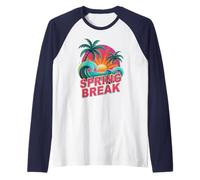 Retro Spring Break Surf Trip Vacaciones Viajes Coincidencia Camiseta Manga Raglan