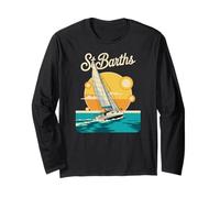 Retro St Barths Sailing Tropical y Retro Travel Manga Larga