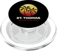 Retro St. Thomas USVI Palmera Atardecer PopSockets PopGrip para MagSafe