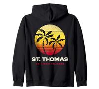 Retro St. Thomas USVI Palmera Atardecer Sudadera con Capucha