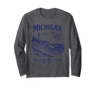 Retro State Michigan Camisa Est 1837 Great Detroit Lakes Manga Larga