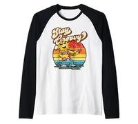 Retro Stay Groovy Vintage Classic Rock Guitarra Tocando Sol Camiseta Manga Raglan