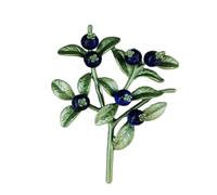 Retro Stoving Varnish Cute Brooch for Women Collar Pin Creative Badge Blueberry Branch Green