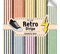 Retro Stripe Scrapbook Paper: 20 Double Sided sheets, Old Striped Pattern for Collage, Origami, Wrapping, Decoupage, & More