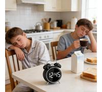 Retro Student Alarm Clock - Double Bell With No Ticking & Powerful Metal Ringtone | High-Pitched Analog Çločk For Reliable -Up Calls | Multi-Functional Electriç Cĺočk For Kids, Teens & Heavy Sleep