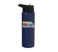 Retro Style Colorado Vintage Rocky Mountains & Sun Stainless Steel Insulated Water Bottle
