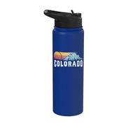 Retro Style Colorado Vintage Rocky Mountains & Sun Stainless Steel Insulated Water Bottle