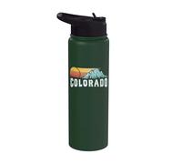 Retro Style Colorado Vintage Rocky Mountains & Sun Stainless Steel Insulated Water Bottle