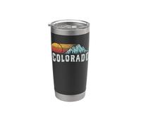 Retro Style Colorado Vintage Rocky Mountains & Sun Vaso térmico de acero inoxidable de doble pared