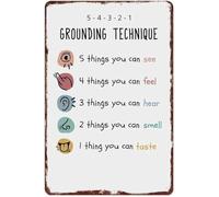 Retro Style Metal Sign 54321 Grounding Technique Calming Visual Reminder Aluminum Wall-Art for Home Office Classroom Calm Down Corner Decor 8 X 12 inch