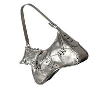 Retro Styles Achselbeutel Frauen 90s Trendy PU Leder Achseltaschen Stilvolle Schulterbetasche Elegante Kreuzbody Handtasche Frauen Handtasche, plata