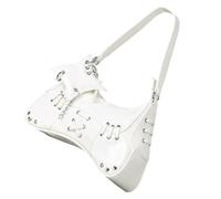Retro Styles Achselbeutel Frauen 90s Trendy PU Leder Achseltaschen Stilvolle Schulterbetasche Elegante Kreuzbody Handtasche Frauen Handtasche, Blanco