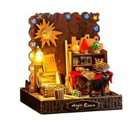 Retro Styles - Kit de proyectos de casas de muñecas iluminadas, escena en miniatura para manualidades con modelo retro de fácil montaje