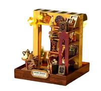 Retro Styles - Kit de proyectos de casas de muñecas iluminadas, escena en miniatura para manualidades con modelo retro de fácil montaje