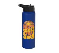 Retro Summer Beach Vibe Vacation Here Comes Sun Vintage Stainless Steel Insulated Water Bottle